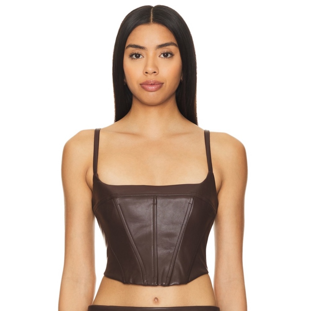 Chocolate Brown faux Leather Corset